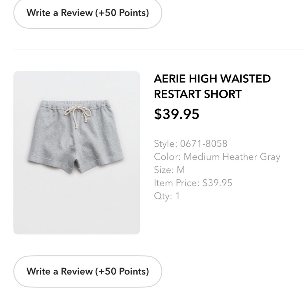 Aerie High Waisted Restart Short Gray Medium